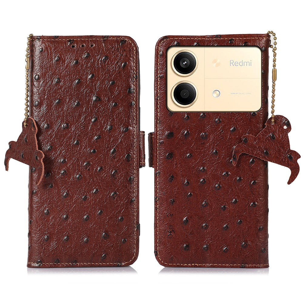 For Xiaomi Redmi Note 13R Pro 5G Wallet Case RFID Blocking Genuine Cow Leather Cover
