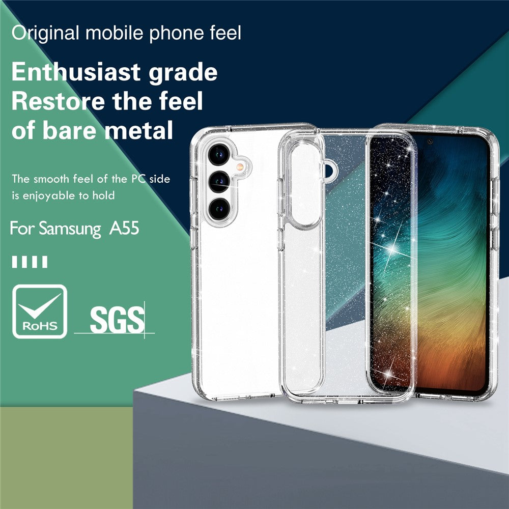 Mobiltelefoncover til Samsung Galaxy A55 5G Etui PC+TPU Anti-ridse Glimmer Mobilskal