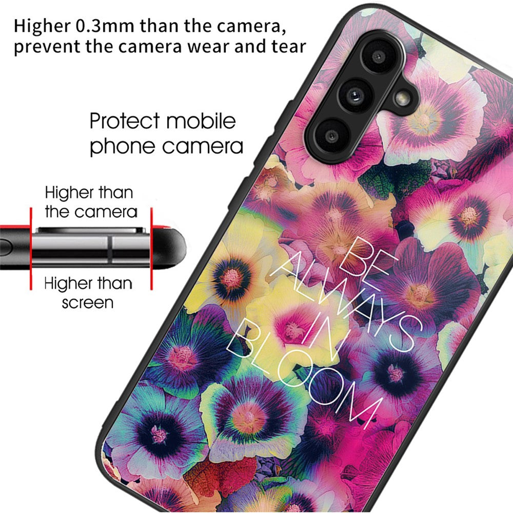 Til Samsung Galaxy A15 4G / 5G Cover Hærdet Glas Telefoncover med Mønsterdesign