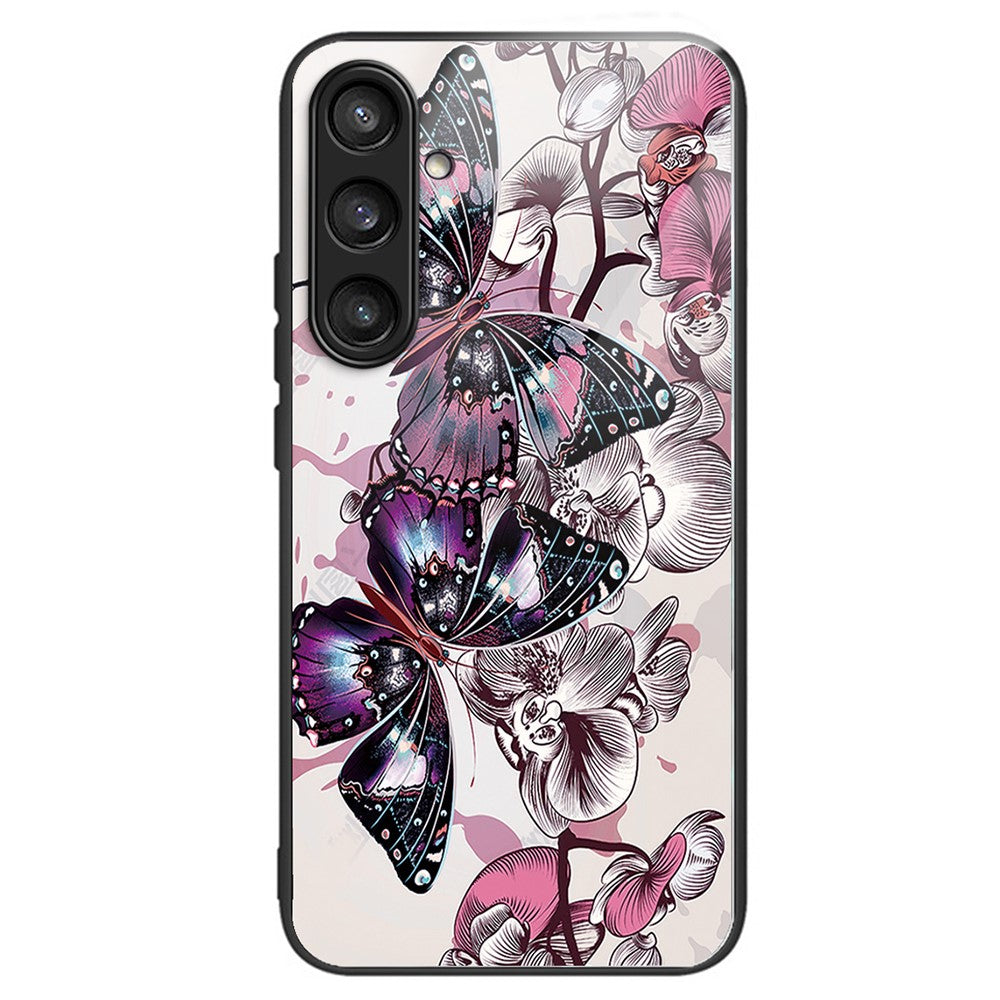 For Samsung Galaxy S23 FE Phone Case with Tempered Glass Back Shell Pattern Design