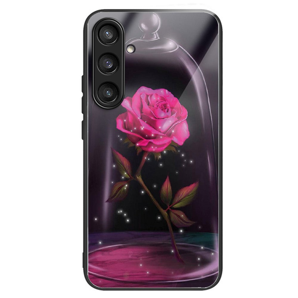 For Samsung Galaxy S23 FE Phone Case with Tempered Glass Back Shell Pattern Design