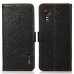 KHAZNEH For Samsung Galaxy Xcover7 Wallet Case Genuine Cow Leather Phone Cover with RFID Blocking