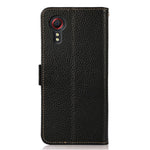 KHAZNEH For Samsung Galaxy Xcover7 Wallet Case Genuine Cow Leather Phone Cover with RFID Blocking