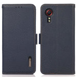 KHAZNEH For Samsung Galaxy Xcover7 Wallet Case Genuine Cow Leather Phone Cover with RFID Blocking