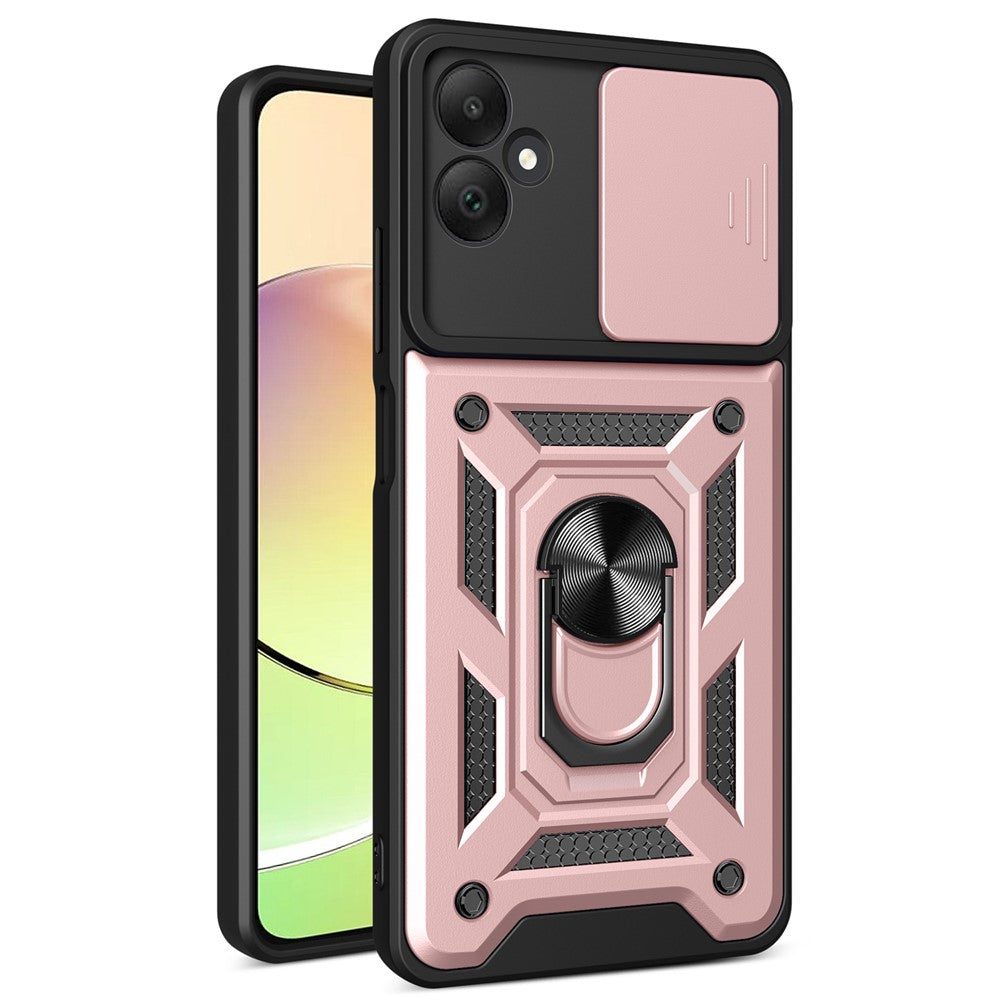 For Samsung Galaxy A05 4G Cell Phone Case Kickstand Cover with Slide Lens Window
