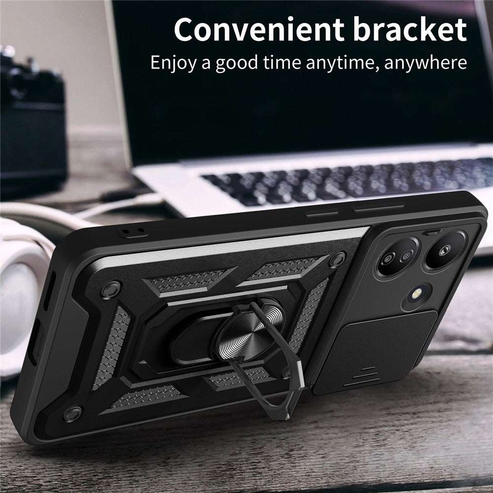 For Xiaomi Redmi 13C 4G / Poco C65 4G Case Anti-scratch TPU+PC Kickstand Phone Cover