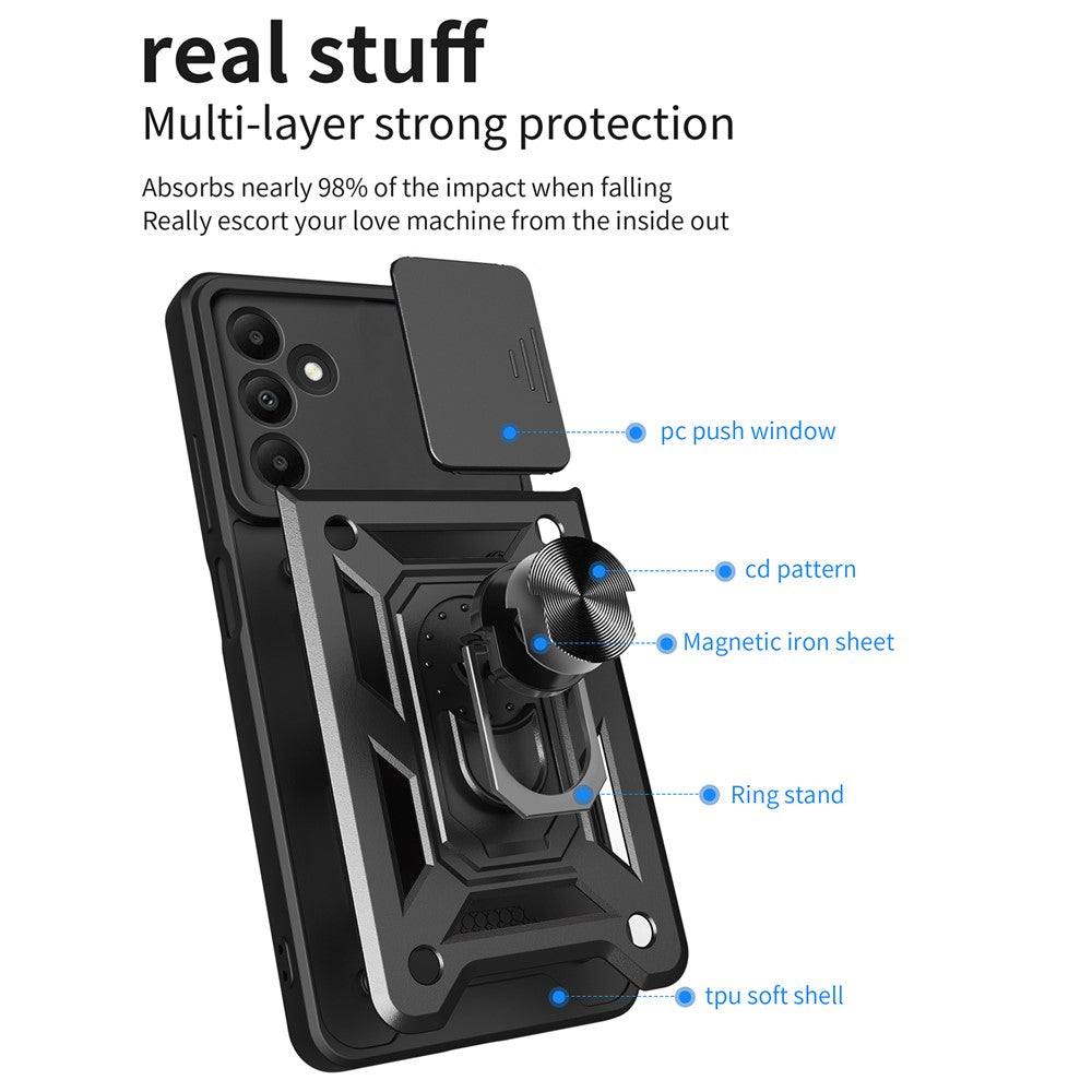 Til Samsung Galaxy A15 4G / A15 5G Cover Skydelågsbeskyttelse Anti-fald PC+TPU Beskyttende Skal