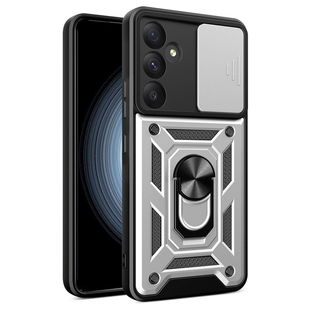 For Samsung Galaxy A55 5G Cell Phone Case Anti-dust Kickstand Cover with Slide Lens Protection