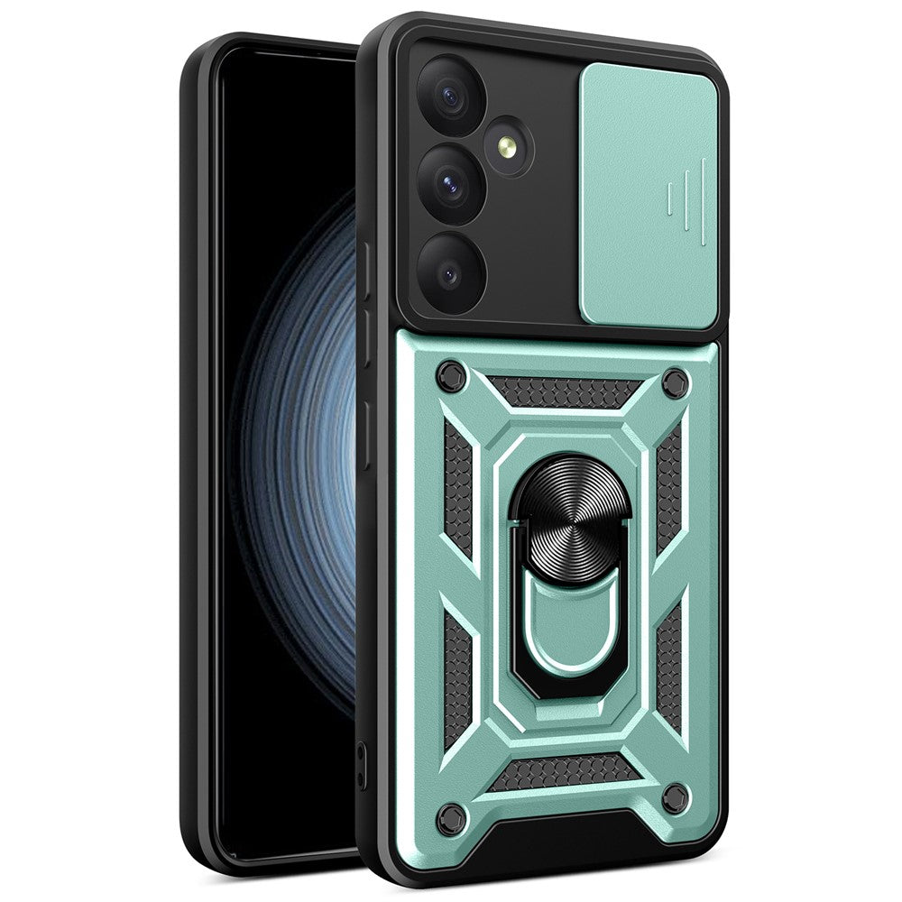For Samsung Galaxy A55 5G Cell Phone Case Anti-dust Kickstand Cover with Slide Lens Protection