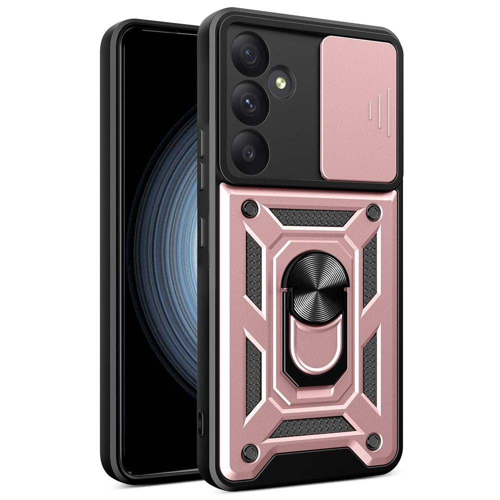 For Samsung Galaxy A55 5G Cell Phone Case Anti-dust Kickstand Cover with Slide Lens Protection