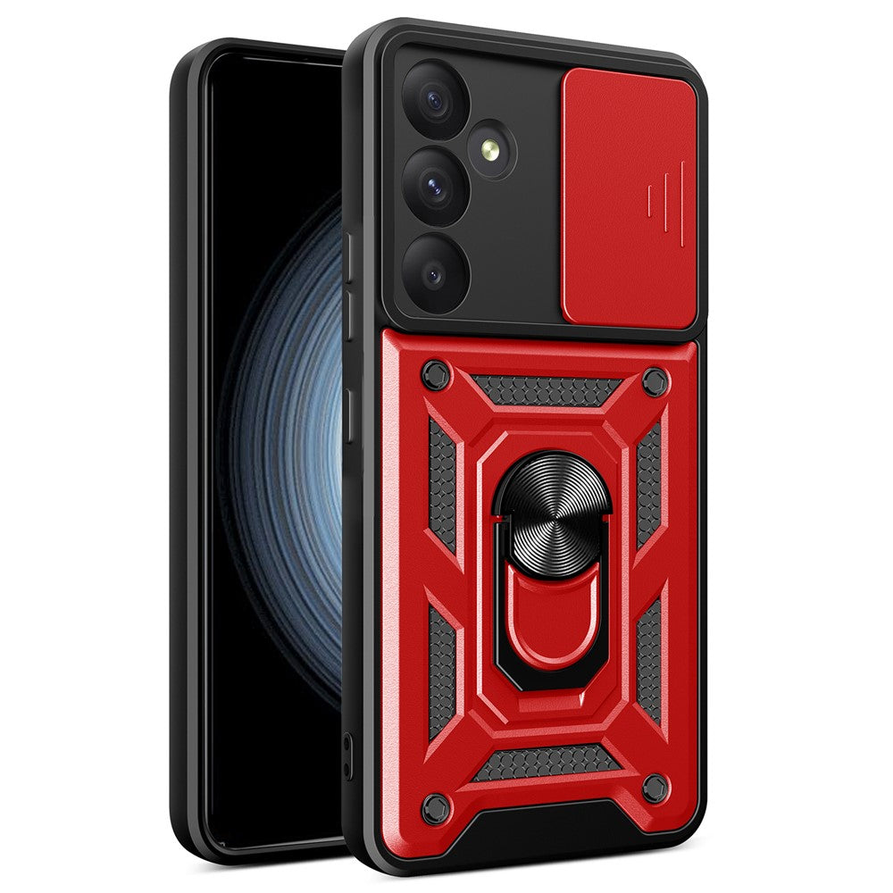 For Samsung Galaxy A55 5G Cell Phone Case Anti-dust Kickstand Cover with Slide Lens Protection