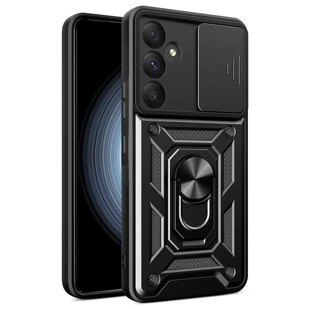 For Samsung Galaxy A55 5G Cell Phone Case Anti-dust Kickstand Cover with Slide Lens Protection