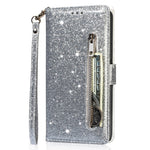 Til Samsung Galaxy A55 5G Mobiltaske Lynlåslomme Pung Glitter Læder Faldbeskyttende Cover