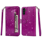 Til Samsung Galaxy A55 5G Mobiltaske Lynlåslomme Pung Glitter Læder Faldbeskyttende Cover