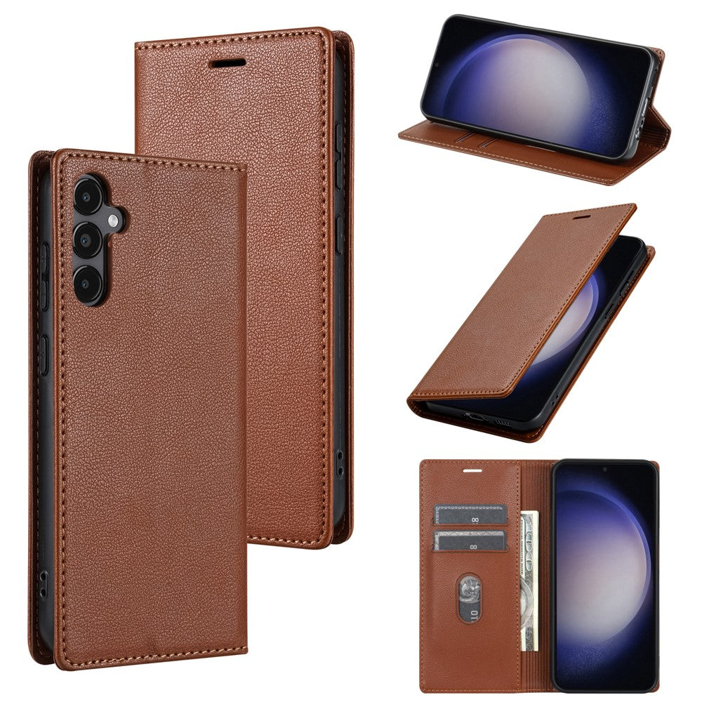 BKS-001 For Samsung Galaxy A35 5G Magnetic Case PU Leather+TPU Card Holder Phone Cover