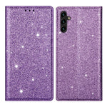 For Samsung Galaxy A35 5G Magnetic Phone Case Glittery PU Leather+TPU Card Holder Cover