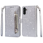 For Samsung Galaxy A35 5G Case Glitter Phone Stand Leather Drop-proof Cover with Zipper Pocket