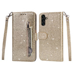 For Samsung Galaxy A35 5G Case Glitter Phone Stand Leather Drop-proof Cover with Zipper Pocket