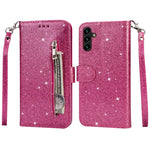 For Samsung Galaxy A35 5G Case Glitter Phone Stand Leather Drop-proof Cover with Zipper Pocket