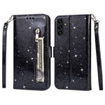 For Samsung Galaxy A35 5G Case Glitter Phone Stand Leather Drop-proof Cover with Zipper Pocket