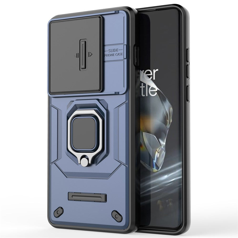 For OnePlus 12 5G Cell Phone Case Anti-drop Kickstand Back Cover with Slide Camera Lid