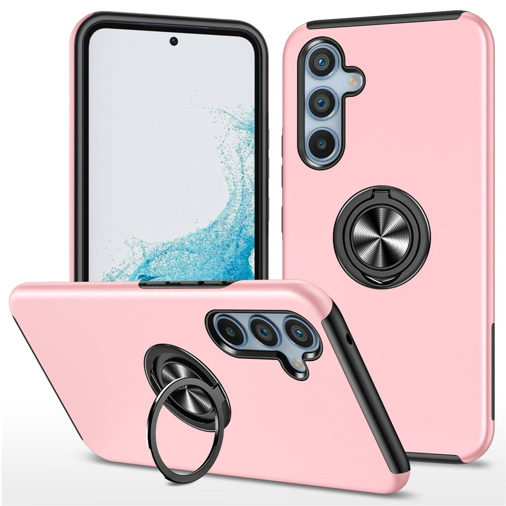 For Samsung Galaxy S24+ Phone Case Slim-Fit PC+TPU Cover with Ring Kickstand
