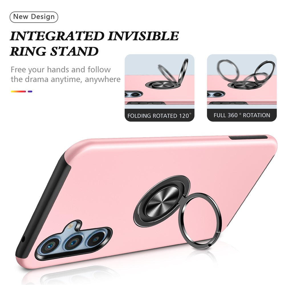 For Samsung Galaxy S24+ Phone Case Slim-Fit PC+TPU Cover with Ring Kickstand