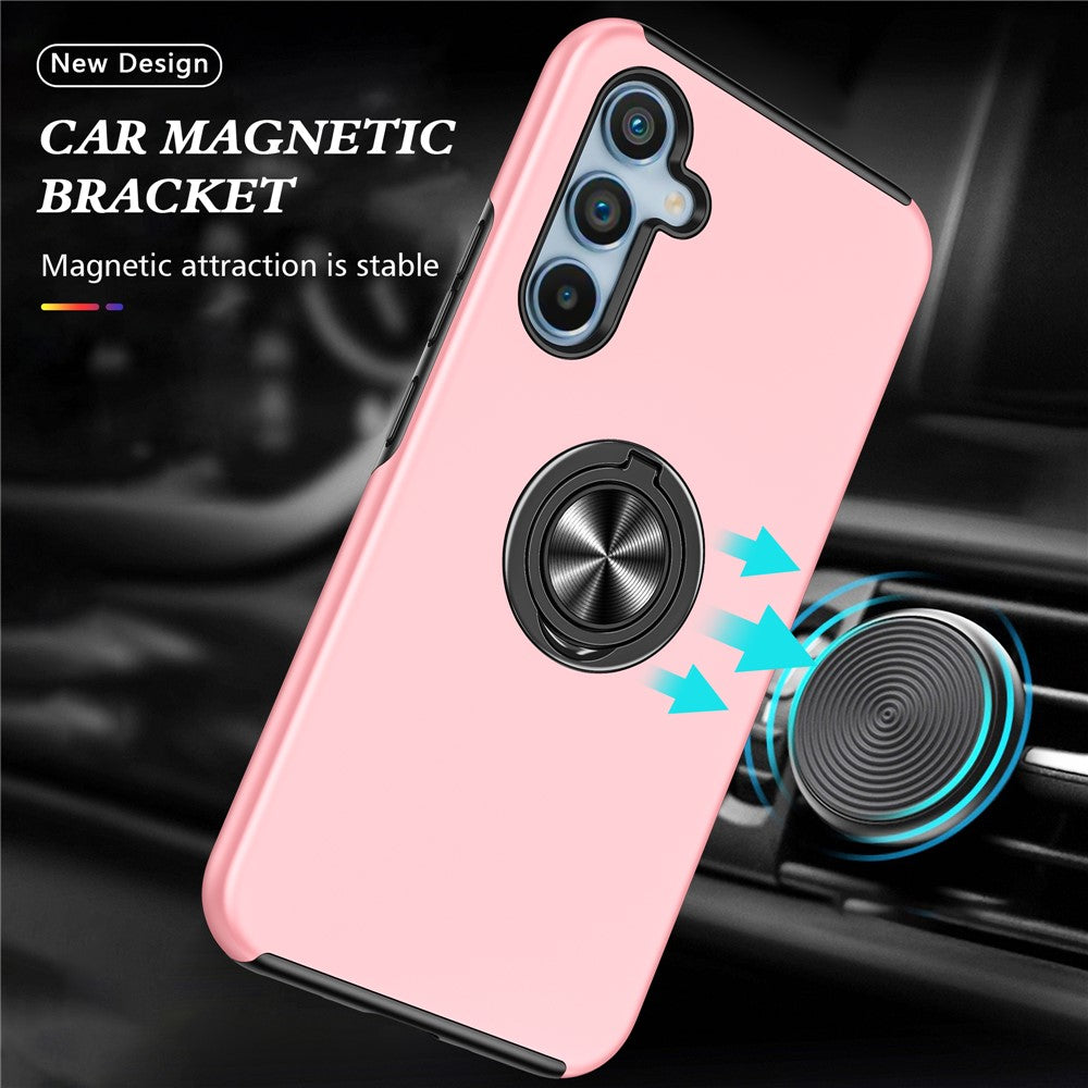 For Samsung Galaxy S24+ Phone Case Slim-Fit PC+TPU Cover with Ring Kickstand
