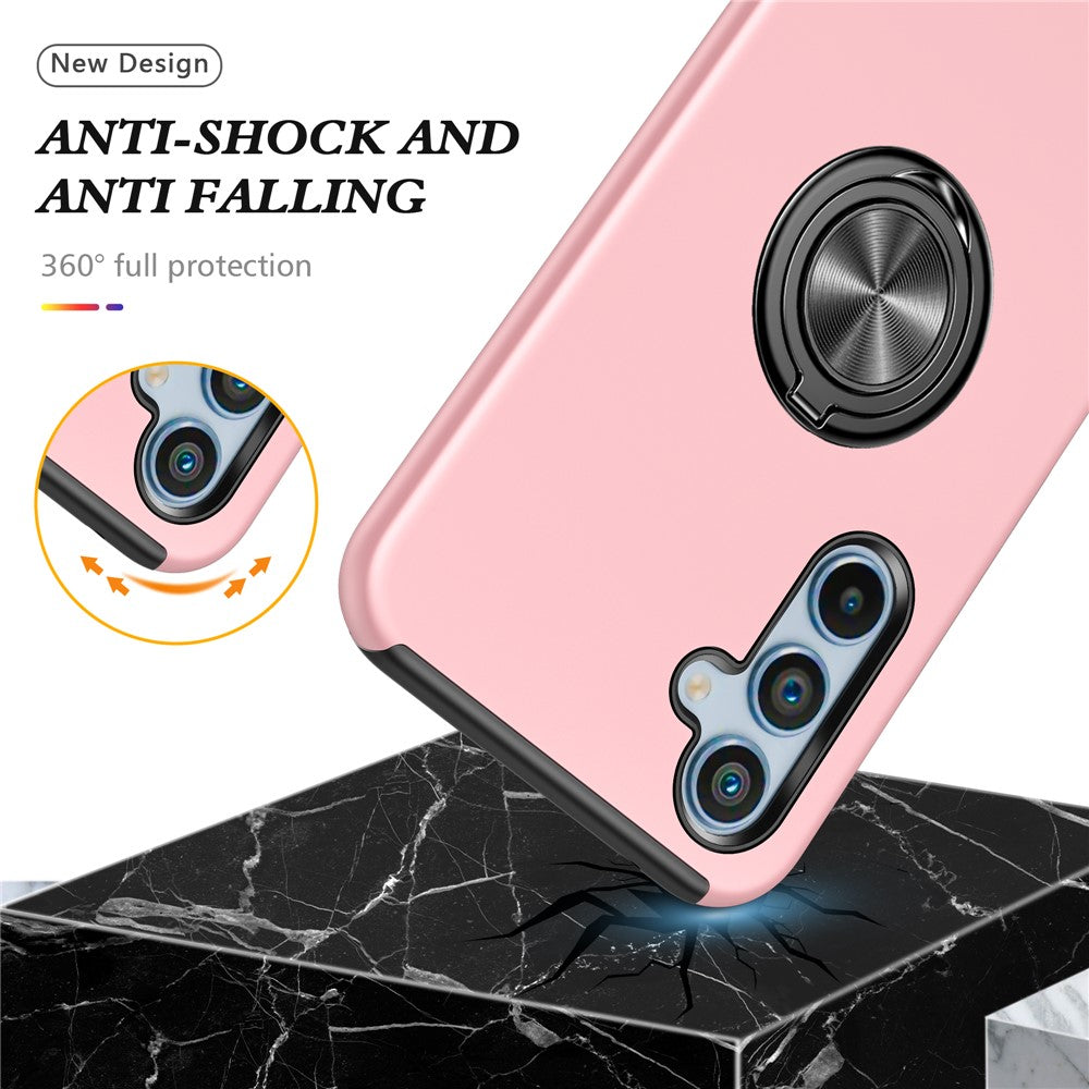 For Samsung Galaxy S24+ Phone Case Slim-Fit PC+TPU Cover with Ring Kickstand