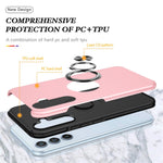 For Samsung Galaxy S24+ Phone Case Slim-Fit PC+TPU Cover with Ring Kickstand