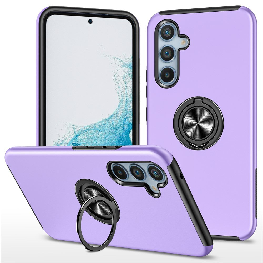 For Samsung Galaxy S24+ Phone Case Slim-Fit PC+TPU Cover with Ring Kickstand