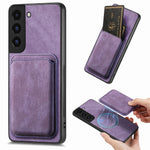 For Samsung Galaxy S22+ 5G Magnetic Case Leather Back Cover with Detachable Card Holder