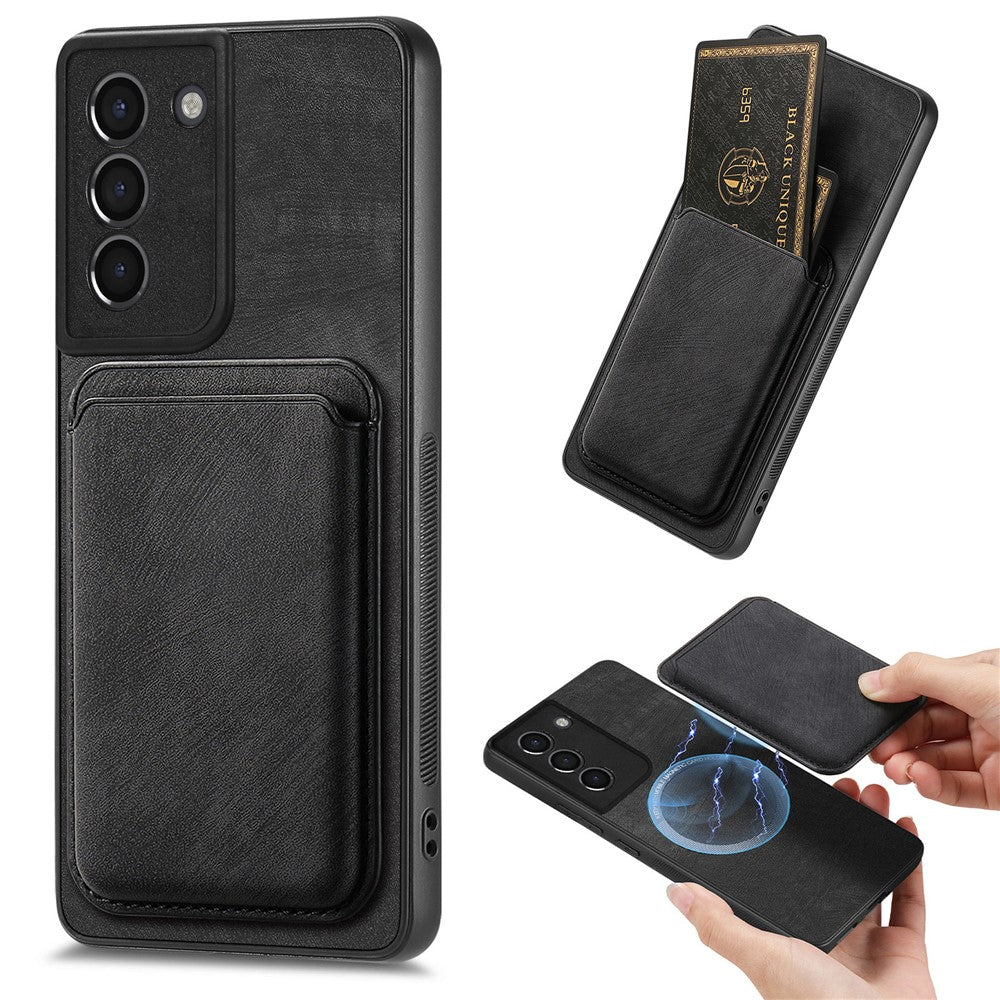 For Samsung Galaxy S21+ 5G Magnetic Case Leather Back Cover with Detachable Card Holder