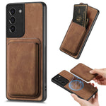For Samsung Galaxy S21+ 5G Magnetic Case Leather Back Cover with Detachable Card Holder