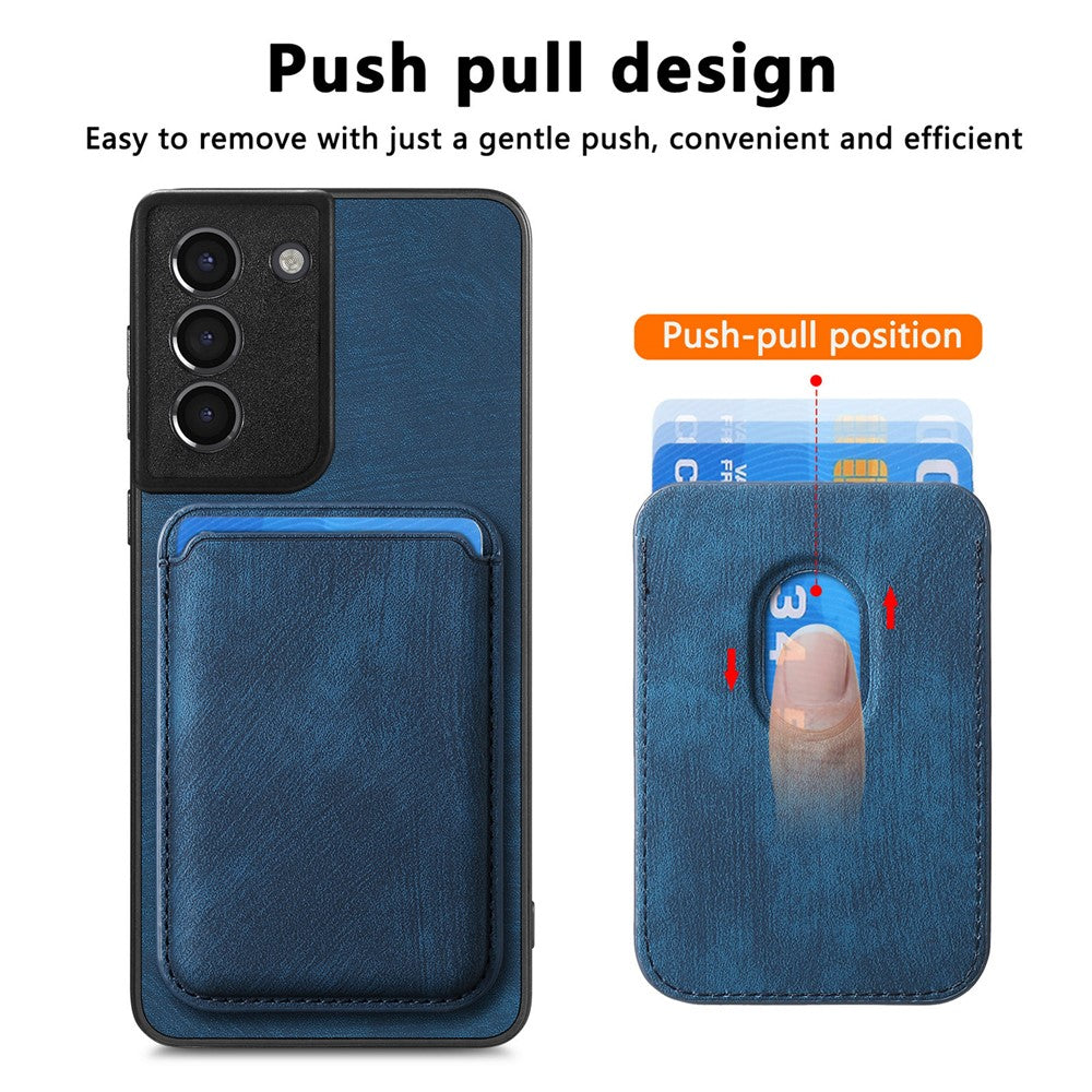 For Samsung Galaxy S21+ 5G Magnetic Case Leather Back Cover with Detachable Card Holder