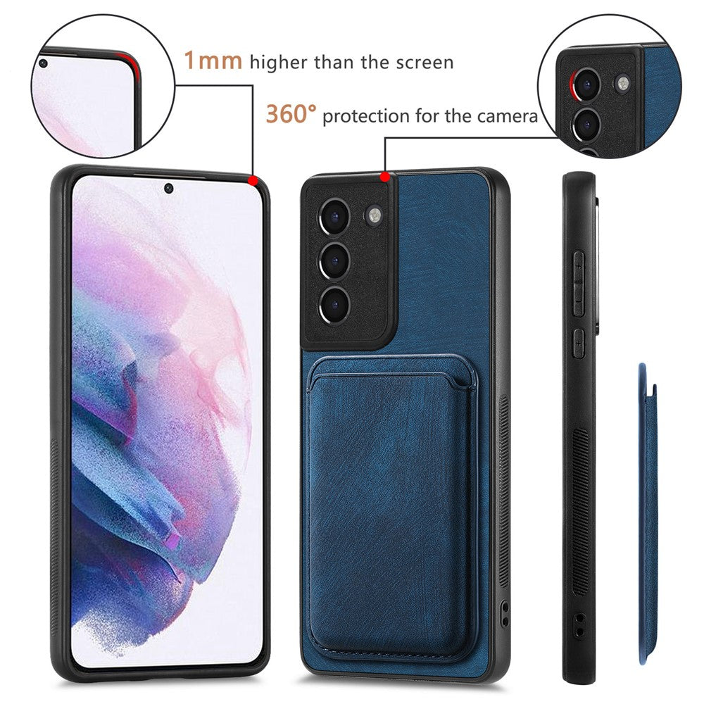 For Samsung Galaxy S21+ 5G Magnetic Case Leather Back Cover with Detachable Card Holder