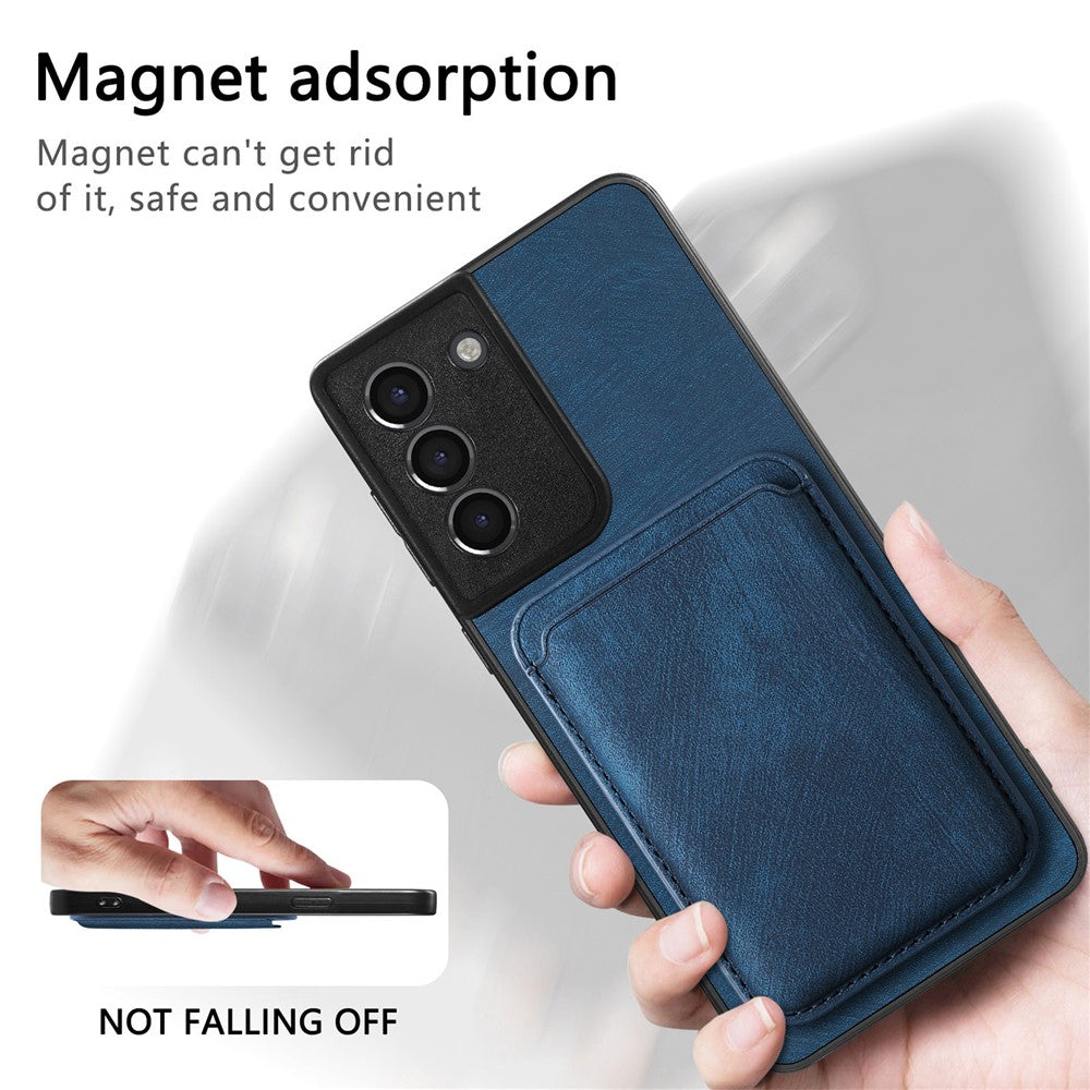 For Samsung Galaxy S21+ 5G Magnetic Case Leather Back Cover with Detachable Card Holder