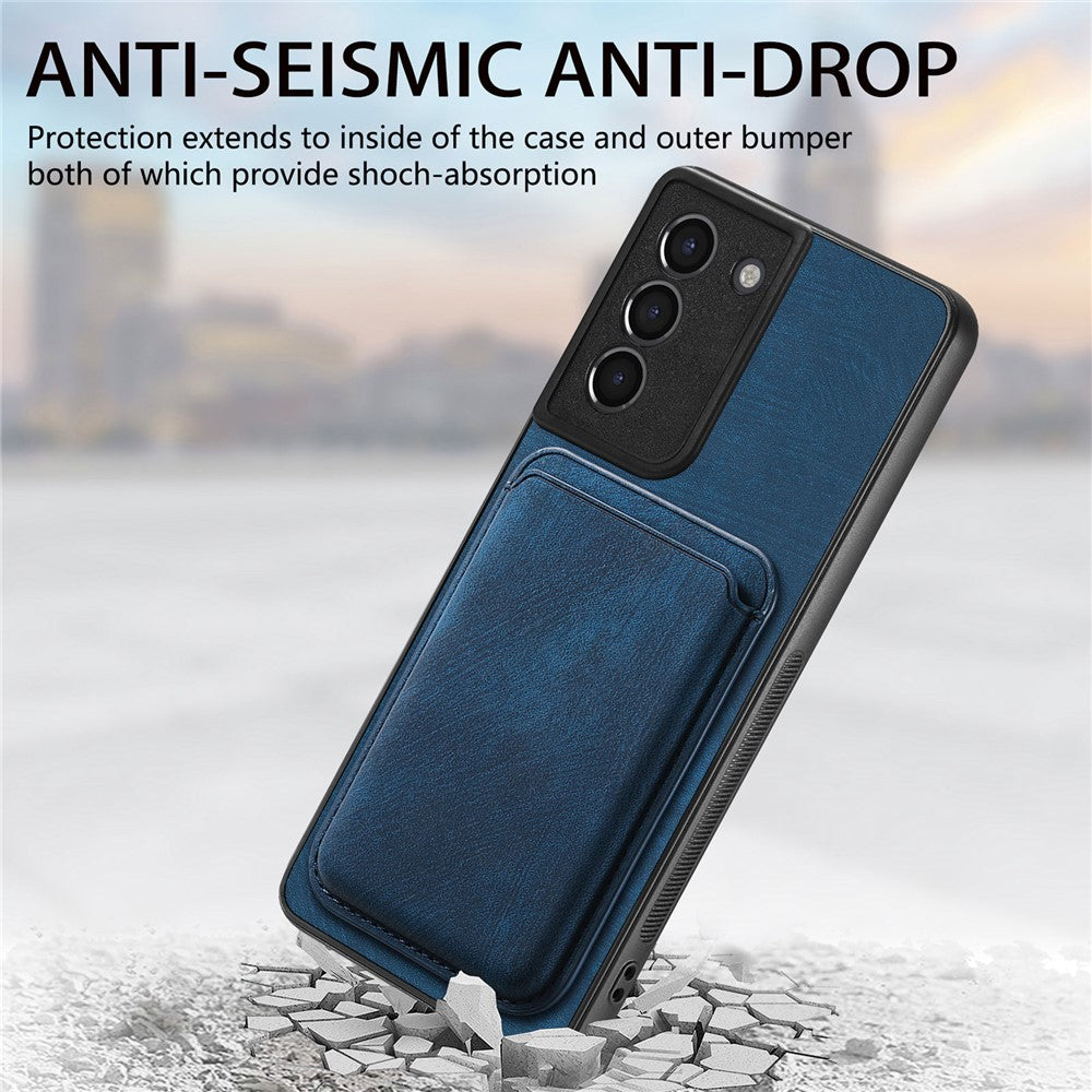 For Samsung Galaxy S21+ 5G Magnetic Case Leather Back Cover with Detachable Card Holder
