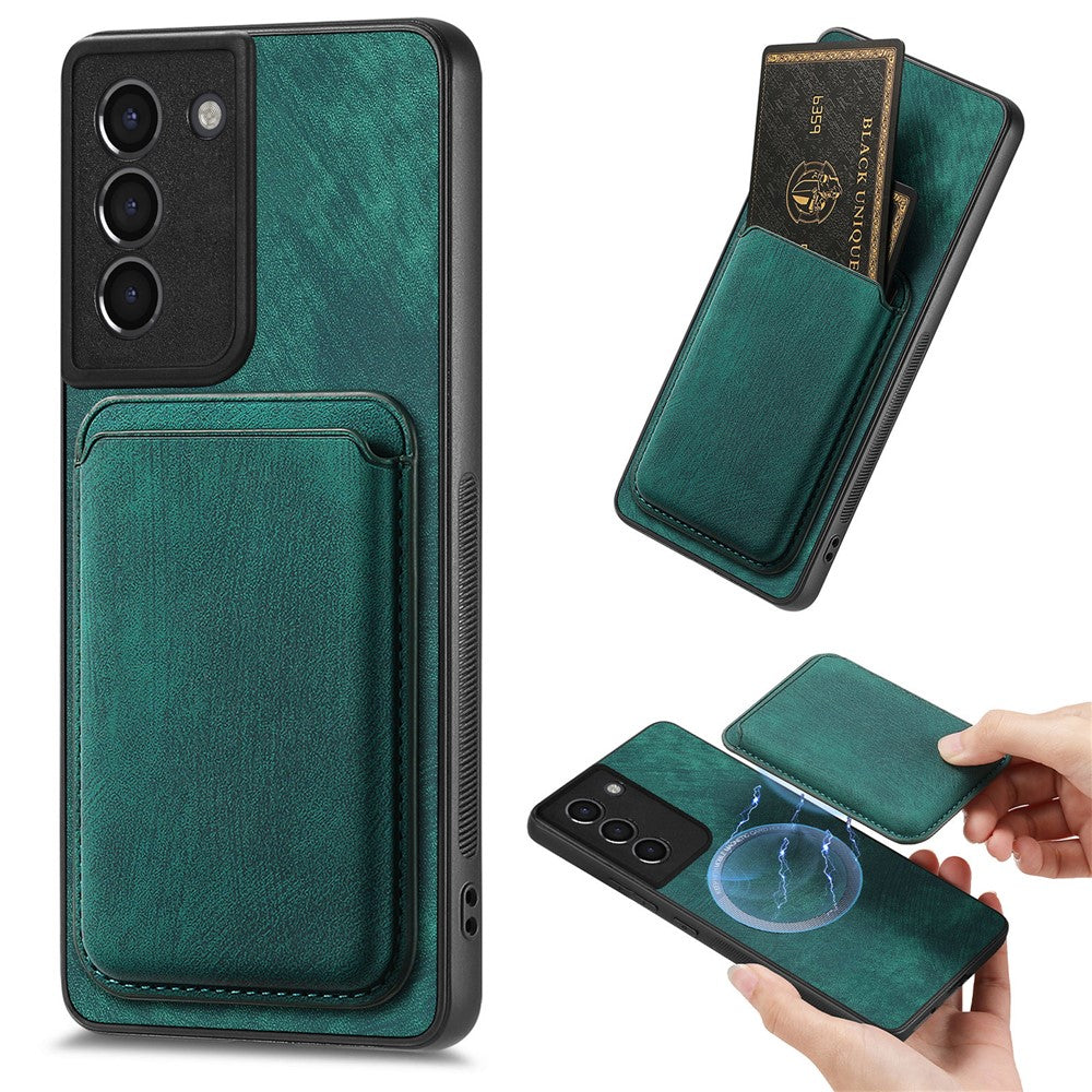 For Samsung Galaxy S21+ 5G Magnetic Case Leather Back Cover with Detachable Card Holder