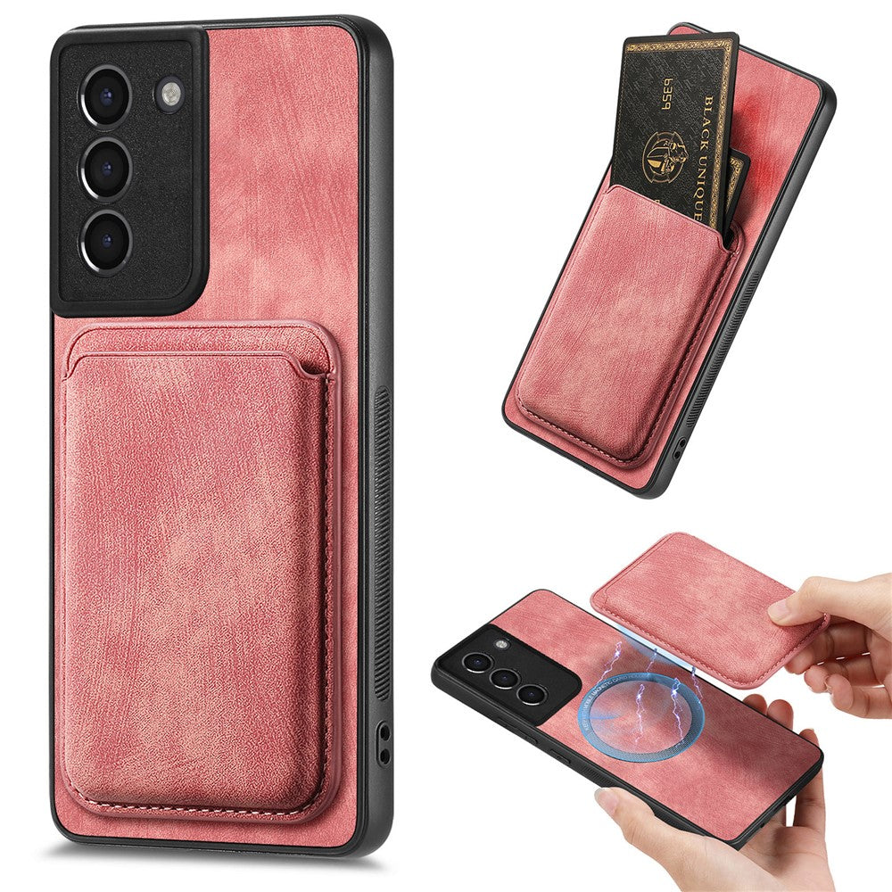 For Samsung Galaxy S21+ 5G Magnetic Case Leather Back Cover with Detachable Card Holder