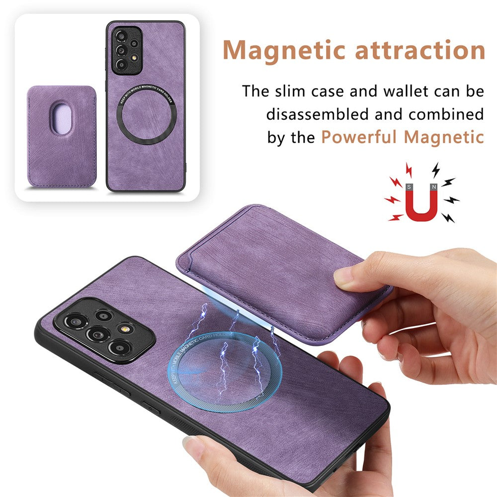 Til Samsung Galaxy A13 4G Magnetisk Cover Læder Bagcover med Aftagelig Kortholder