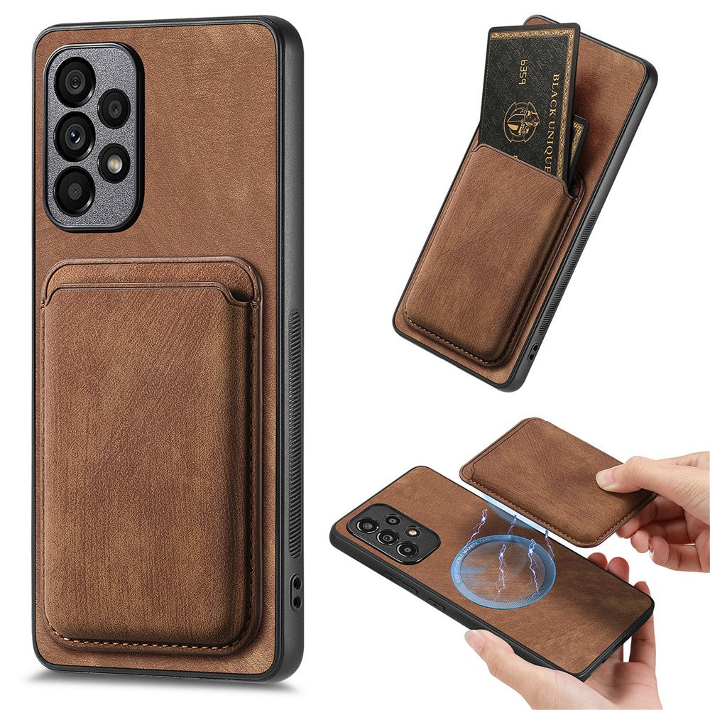 Til Samsung Galaxy A53 5G magnetisk cover i læder med aftagelig kortholder
