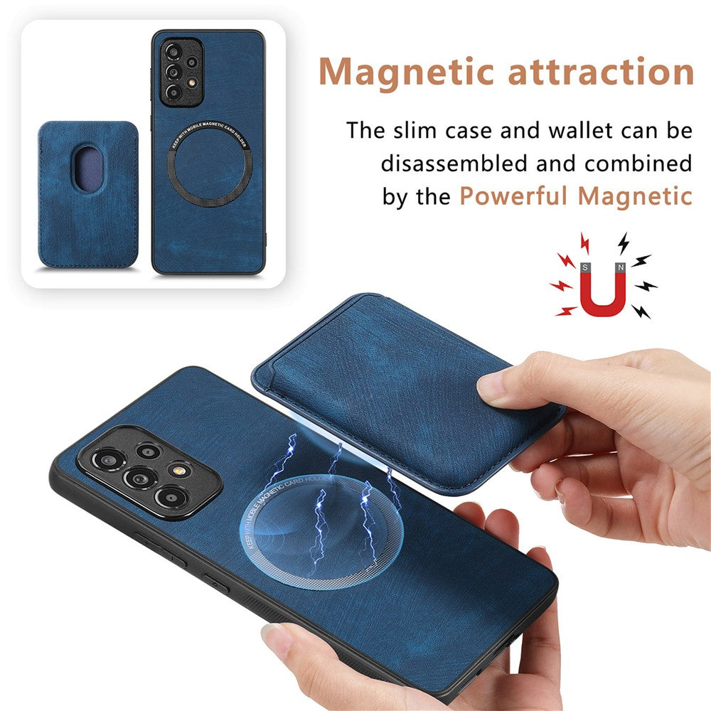 Til Samsung Galaxy A53 5G magnetisk cover i læder med aftagelig kortholder