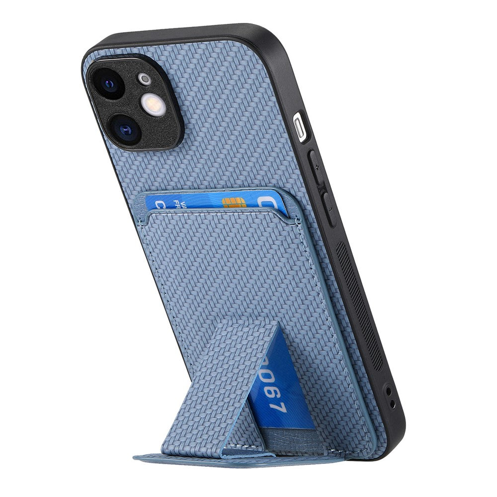 C1-11 for iPhone 11 Case Kickstand Carbon Fiber Texture Smart Phone Cover