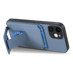 C1-11 for iPhone 11 Case Kickstand Carbon Fiber Texture Smart Phone Cover
