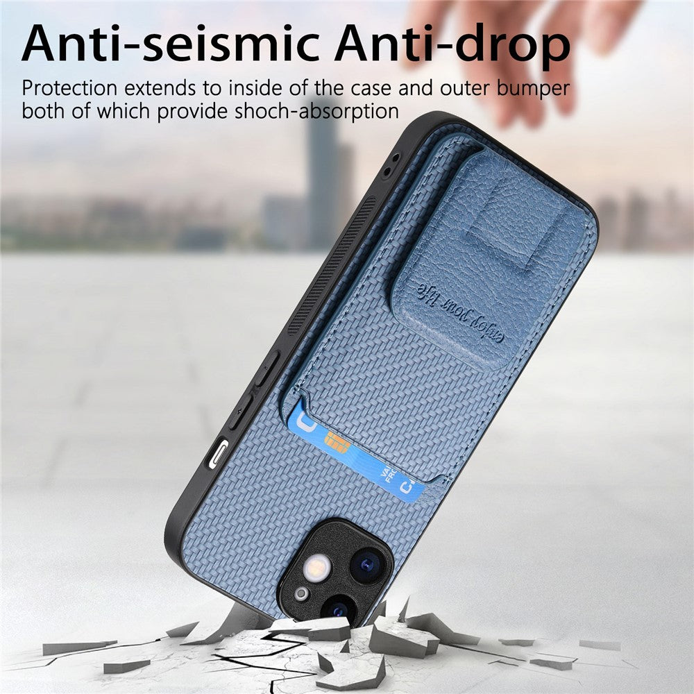C1-11 for iPhone 11 Case Kickstand Carbon Fiber Texture Smart Phone Cover