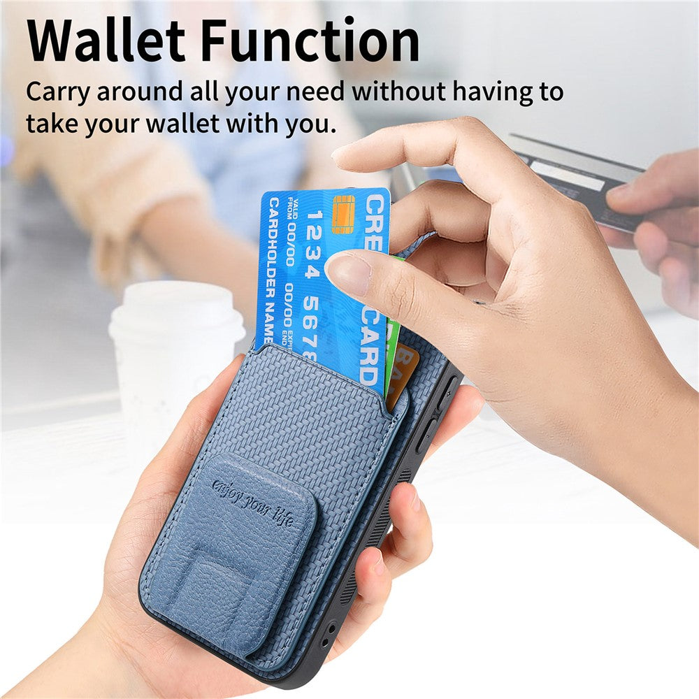 C1-11 for iPhone 11 Case Kickstand Carbon Fiber Texture Smart Phone Cover