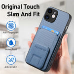 C1-11 for iPhone 11 Case Kickstand Carbon Fiber Texture Smart Phone Cover