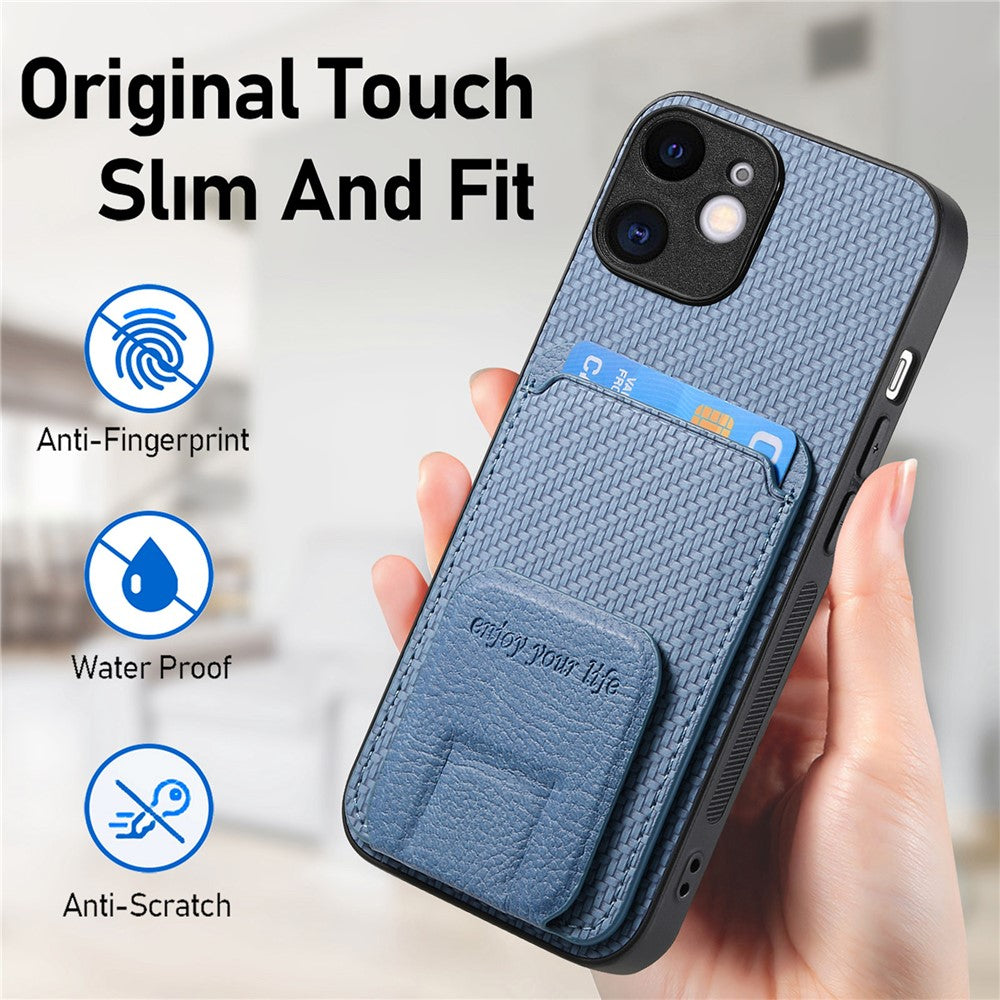 C1-11 for iPhone 11 Case Kickstand Carbon Fiber Texture Smart Phone Cover