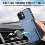 C1-11 for iPhone 11 Case Kickstand Carbon Fiber Texture Smart Phone Cover